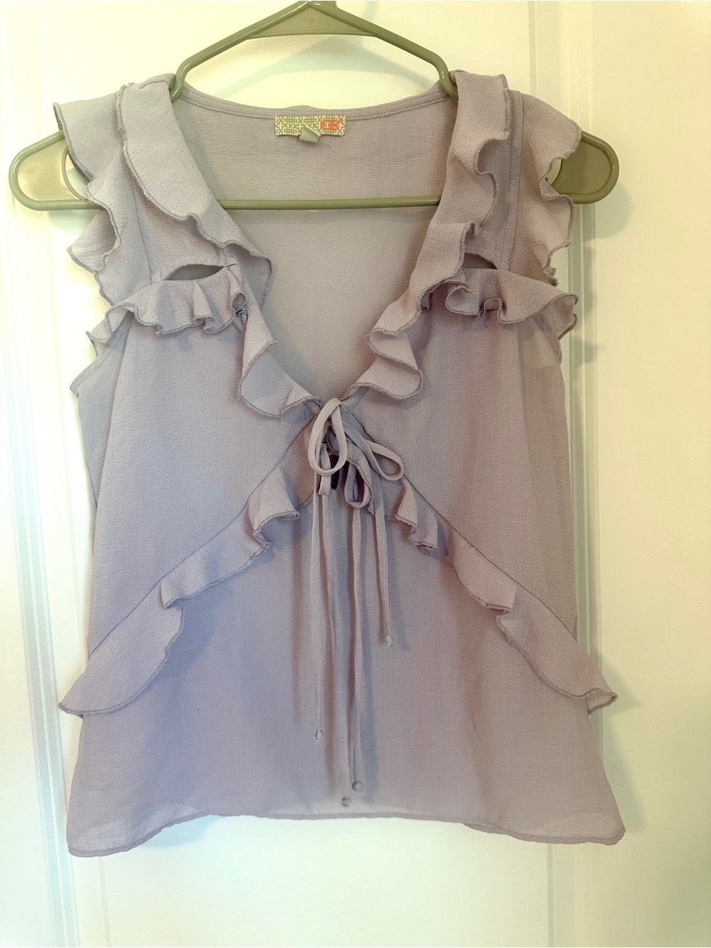 Gianni Bini Lavender Ruffle Tie-Front Sleeveless Camisole